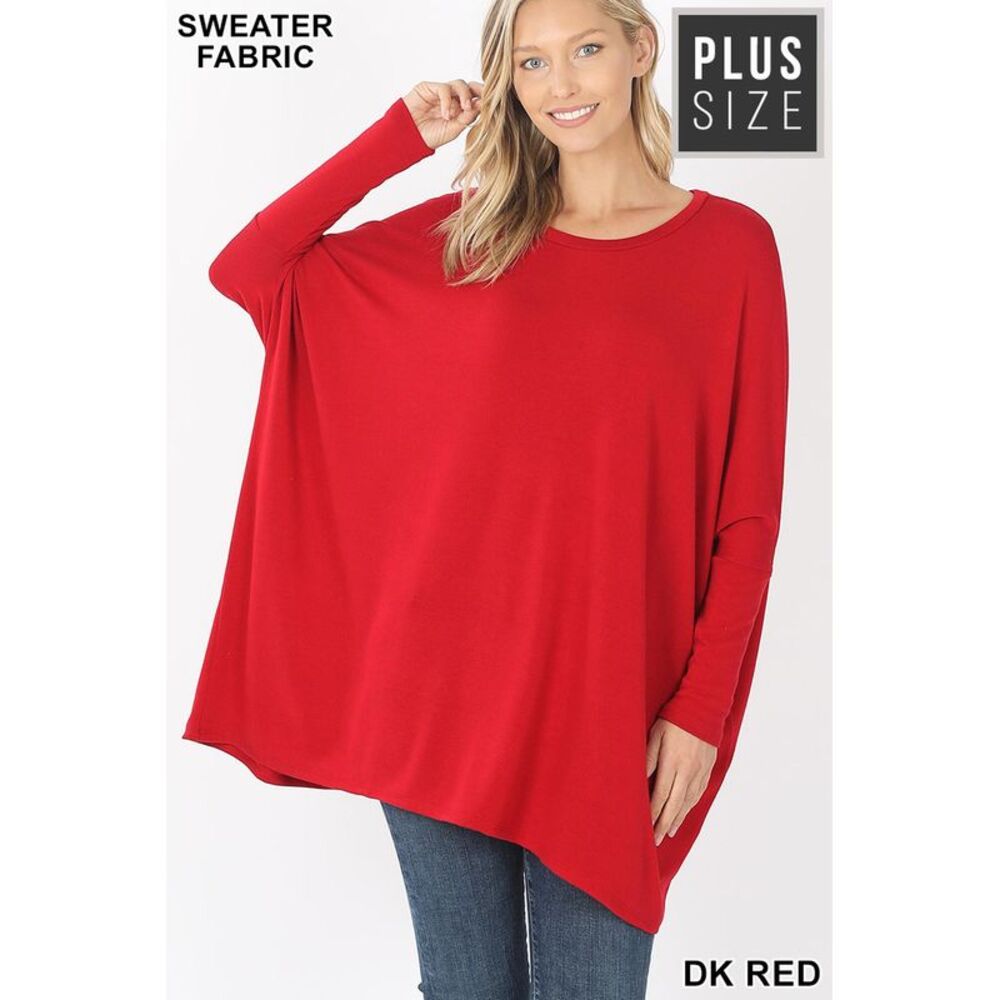 World of Leggings Oversized Round Neck Poncho Plus Size Sweater